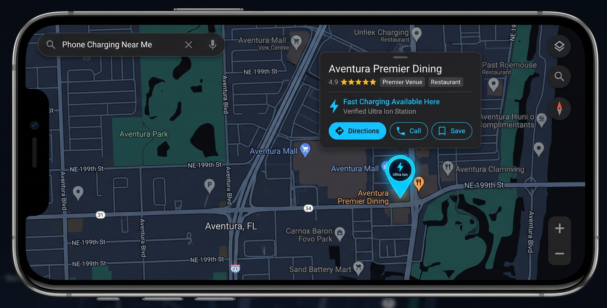 Google Maps Live Search Mockup